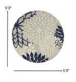 5’ Round Ivory and Navy Indoor Outdoor