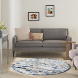 5’ Round Blue and Gray Indoor Outdoor