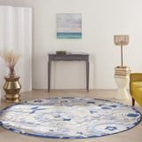 8’ Round Blue and Gray Indoor Outdoor