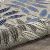 3’ x 4’ Gray and Blue Leaves Indoor Outdoor Area Rug