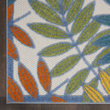 5’x 8’ Ivory and Colored Leaves Indoor Outdoor Runner