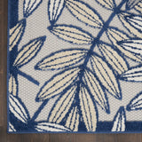 4’ x 6' Ivory and Navy Leaves Indoor Outdoor Area Rug