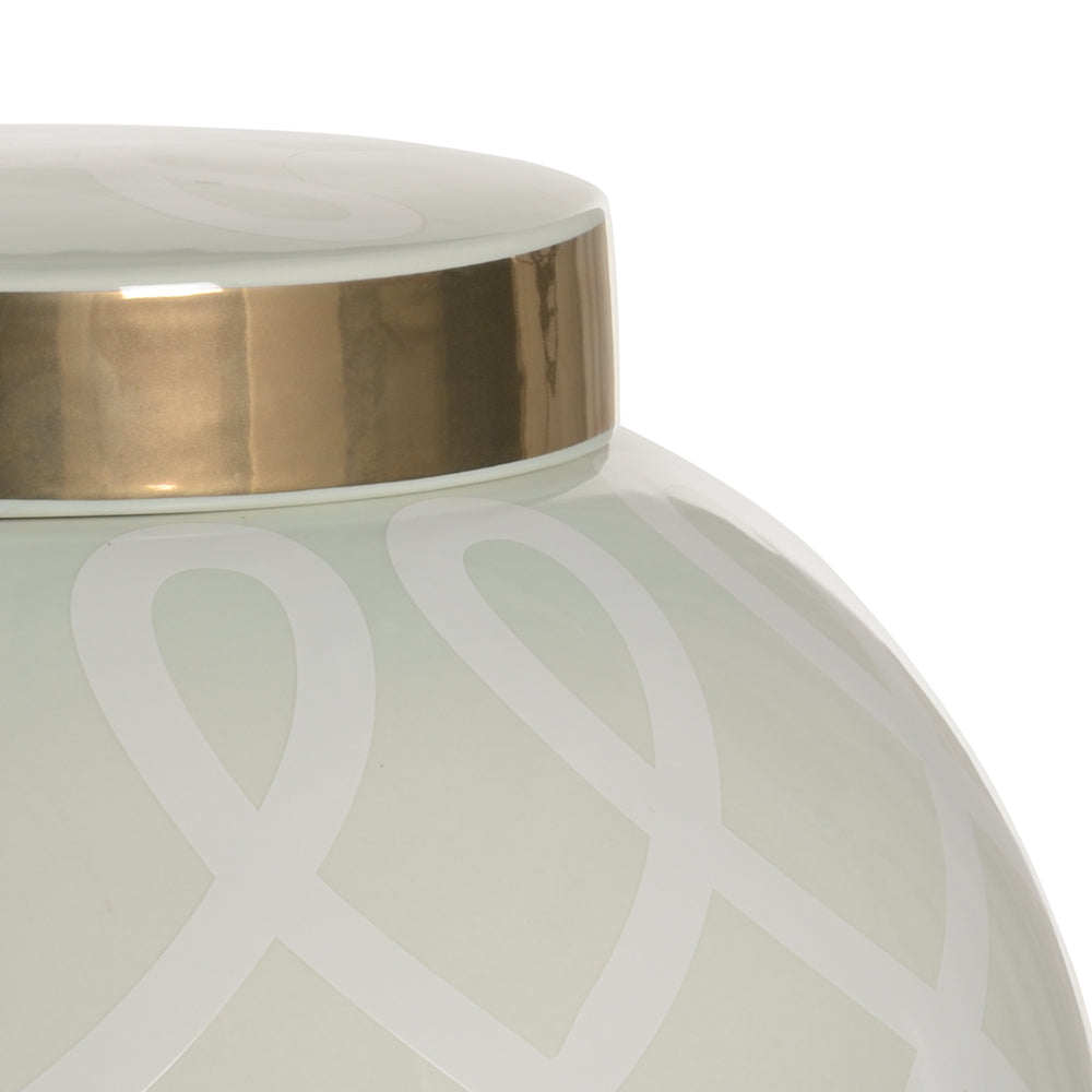 Sarah Ginger Jar - Elegant Geometric Design in Metallic Gold and Mint Glaze for Stylish Decor