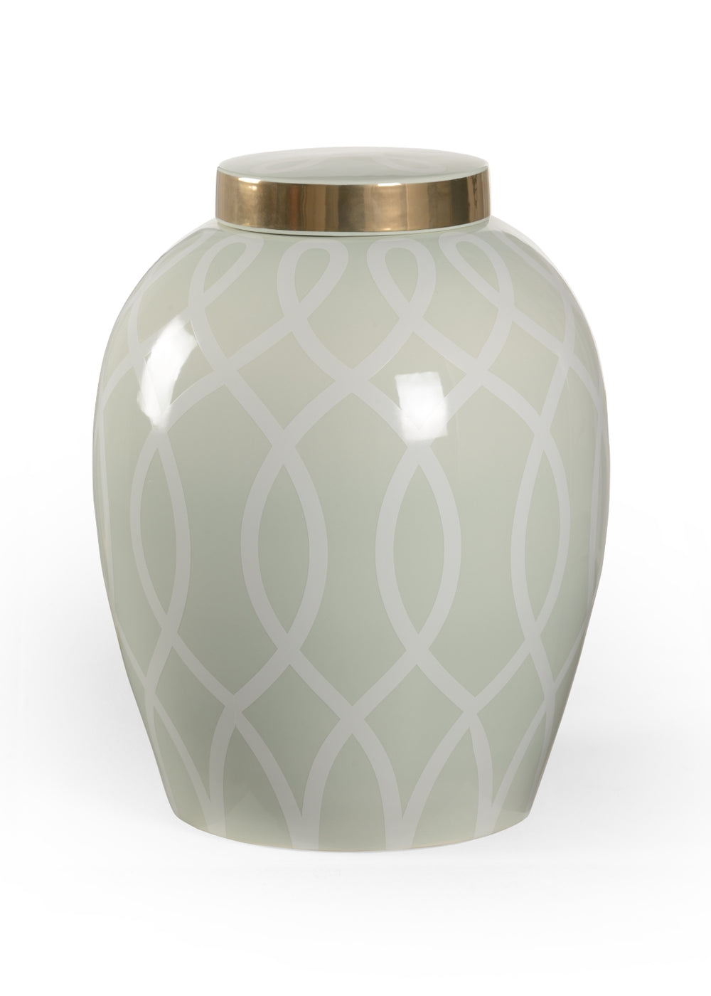 Sarah Ginger Jar - Elegant Geometric Design in Metallic Gold and Mint Glaze for Stylish Decor