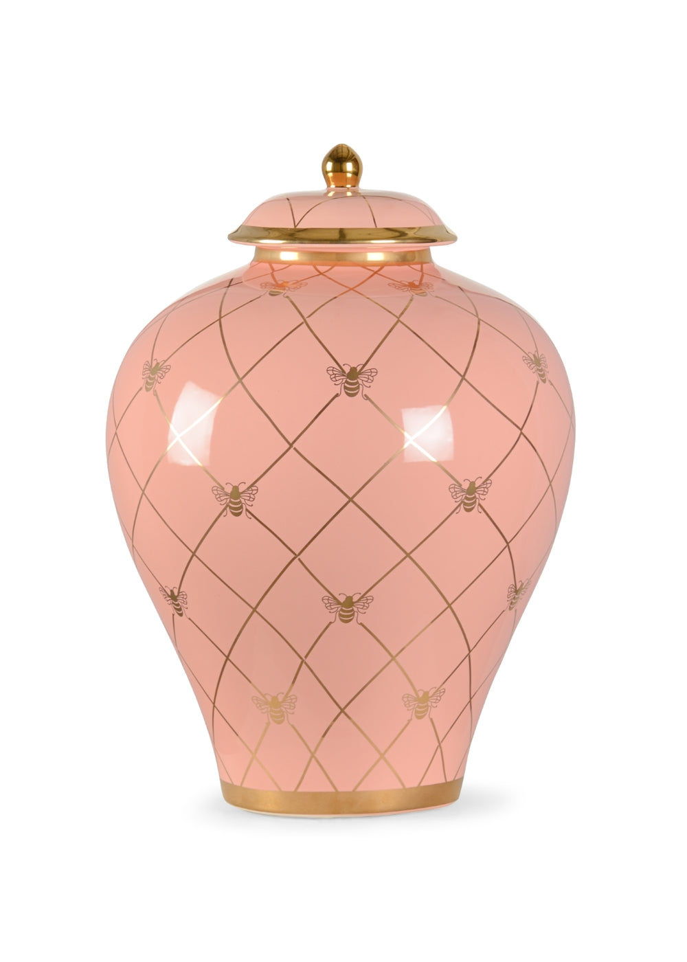 Bee Humble Jar - Stunning Coral Ceramic Ginger Jar with Metallic Gold Accents by Shayla Copas