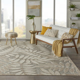 7’ x 10’ Natural Leaves Indoor Outdoor Area Rug