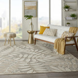 8’ x 11’ Natural Leaves Indoor Outdoor Area Rug