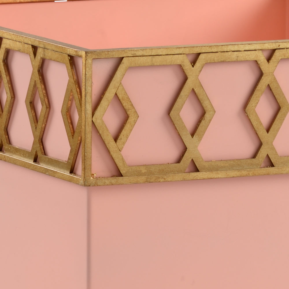 Perkins Planter - Coral Metallic Gold Honeycomb Design for Elegant Home Décor & Office Style