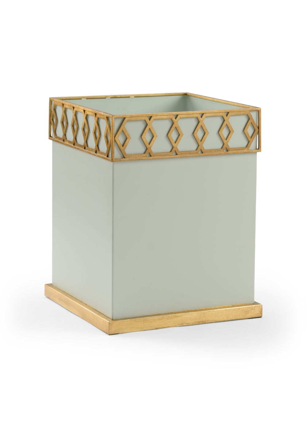 Perkins Planter - Elegant Light Green Metal Vase with Gold Honeycomb Detail for Home Décor Charm