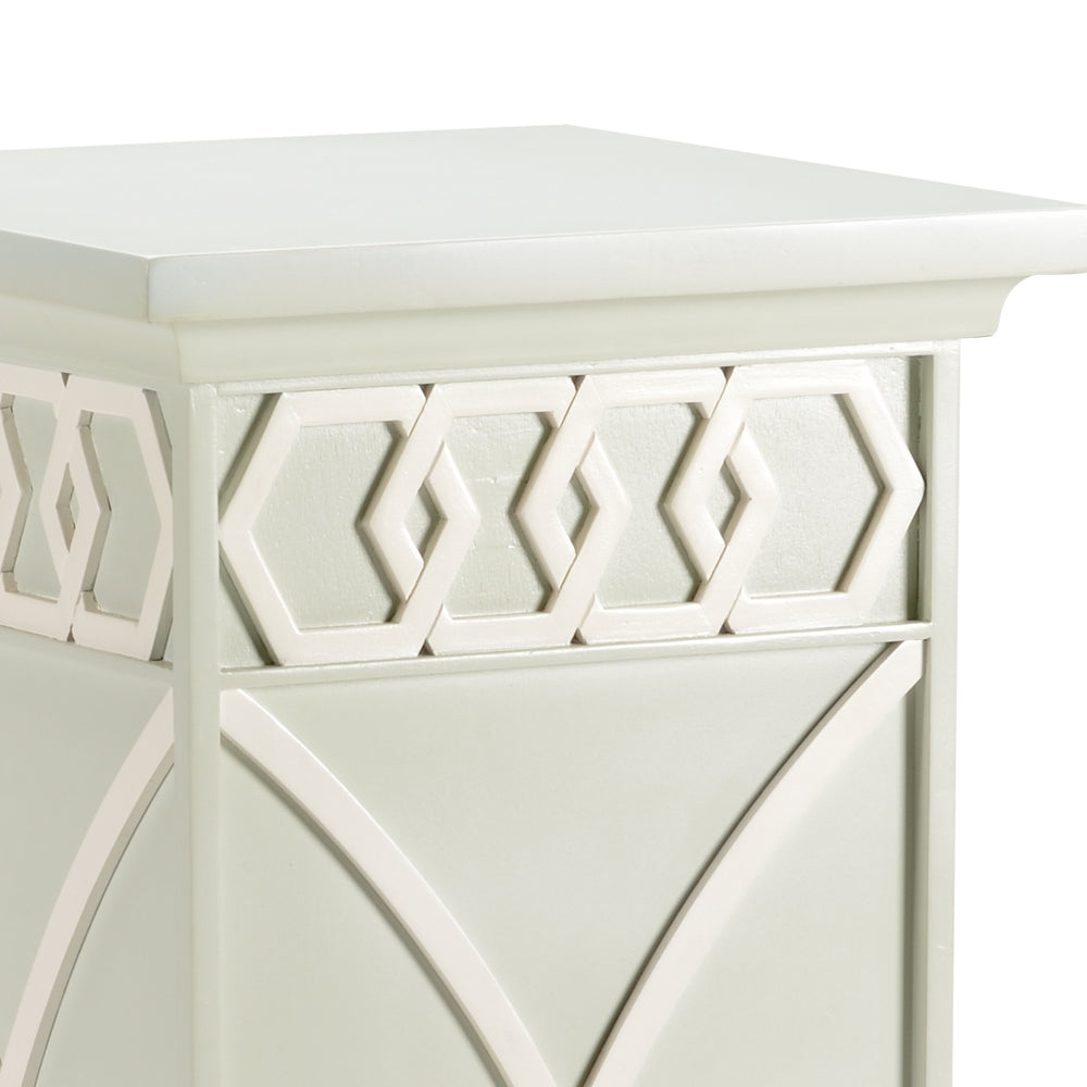 Scottkins Pedestal - Elegant Interlocking Honeycomb Design in Mint/White for Stylish Decor