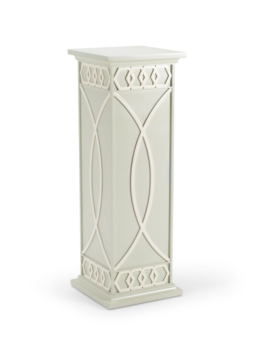 Scottkins Pedestal - Elegant Interlocking Honeycomb Design in Mint/White for Stylish Decor