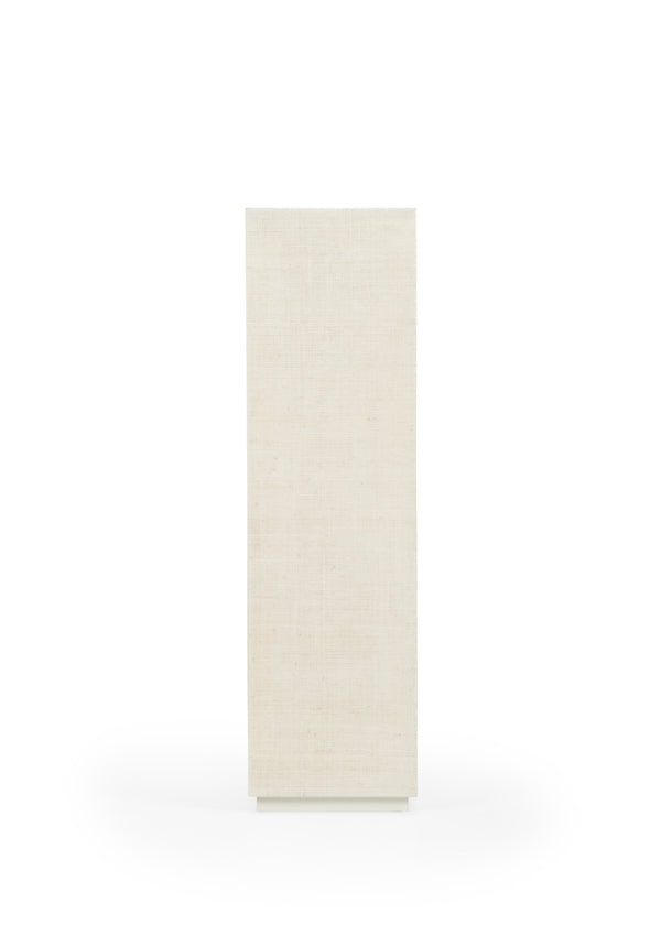Raffia Pedestal Stand in Elegant White Lacquer Finish by Jamie Merida - Stylish Home Accent!
