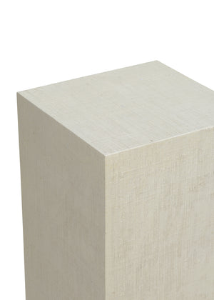 Raffia Pedestal Stand in Elegant White Lacquer Finish by Jamie Merida - Stylish Home Accent!