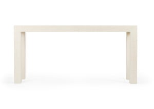 Sanibel Raffia Covered Console Table in White Lacquer - Stylish Elegance for Any Room Decor