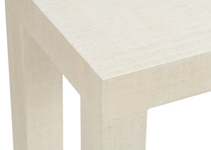 Sanibel Raffia Covered Console Table in White Lacquer - Stylish Elegance for Any Room Decor