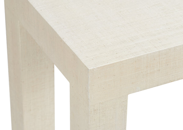 Sanibel Raffia Covered Console Table in White Lacquer - Stylish Elegance for Any Room Decor