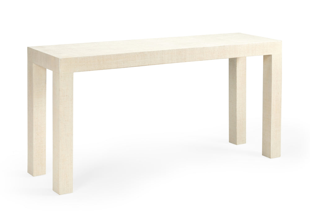 Sanibel Raffia Covered Console Table in White Lacquer - Stylish Elegance for Any Room Decor
