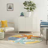 4’ Round Multicolor Indoor Outdoor Area Rug