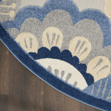 4’ Round Blue and Gray Indoor Outdoor Area Rug