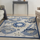 5’ x 7' Blue and Gray Indoor Outdoor Area Rug