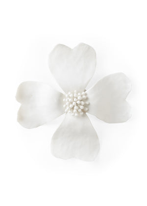 Dogwood Ceramic Bloom Wall Flower in Elegant Matte White - Perfect for Home Decor Grouping!