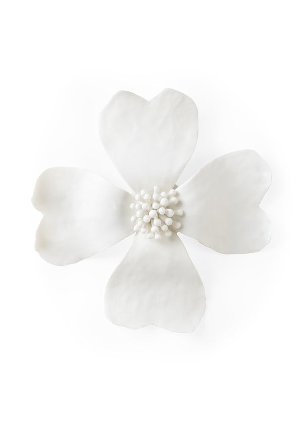 Dogwood Ceramic Bloom Wall Flower in Elegant Matte White - Perfect for Home Decor Grouping!