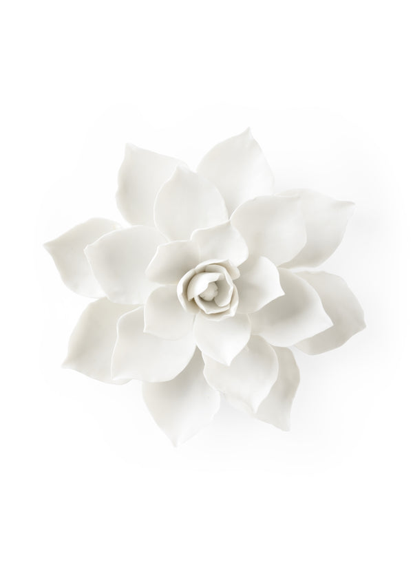 Magnolia Ceramic Wall Flower in Elegant Matte White Finish - Stunning Home Accent Decor Piece