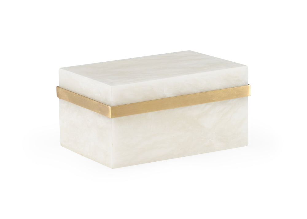 Marble Jewel Box with Elegant Brass Banding – Stunning Rectangular Storage for Your Treasures!