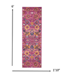 2’ x 6’ Fuchsia and Orange Distressed Runner Rug