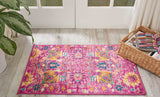 2’ x 3’ Fuchsia and Orange Distressed Scatter Rug