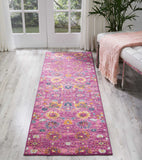 2’ x 8’ Fuchsia and Orange Distressed Runner Rug