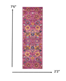 2’ x 8’ Fuchsia and Orange Distressed Runner Rug