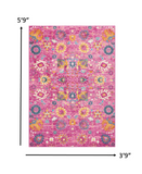 4’ x 6’ Fuchsia and Orange Distressed Area Rug