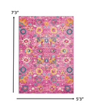 5’ x 7’ Fuchsia and Orange Distressed Area Rug