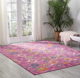 8’ x 10’ Fuchsia and Orange Distressed Area Rug