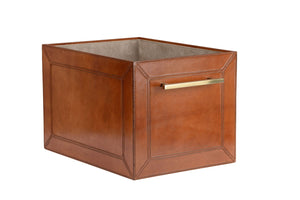 Chelsea House Leather Storage Cube Cognac