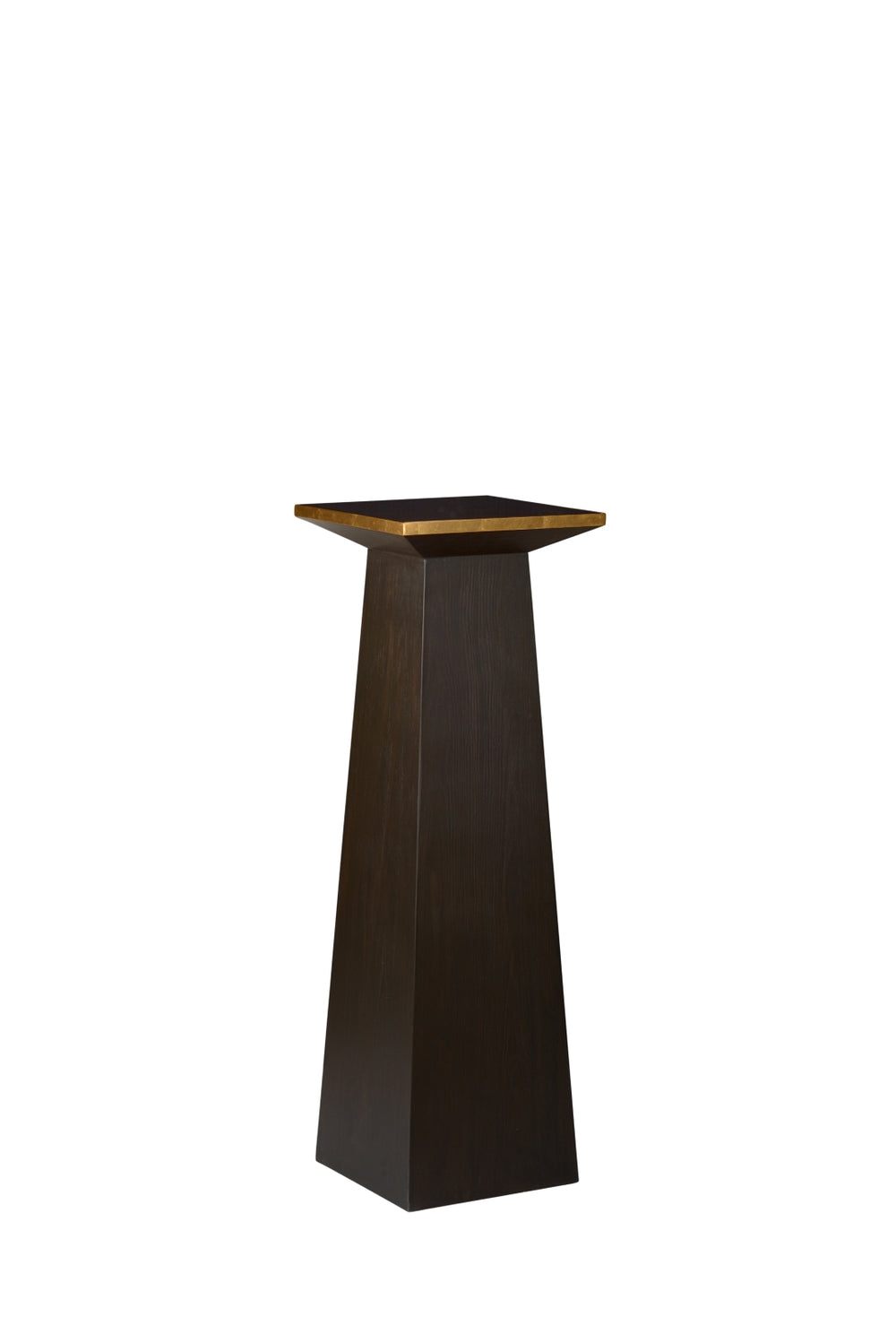 High Top Pedestal - Elegant Walnut Wood & Gold Leaf Glass Showcase for Vases or Sculptures