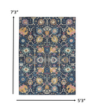 5’ x 7’ Navy Blue Floral Buds Area Rug