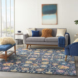 7’ x 10’ Navy Blue Floral Buds Area Rug