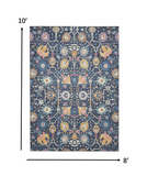 8’ x 10’ Navy Blue Floral Buds Area Rug