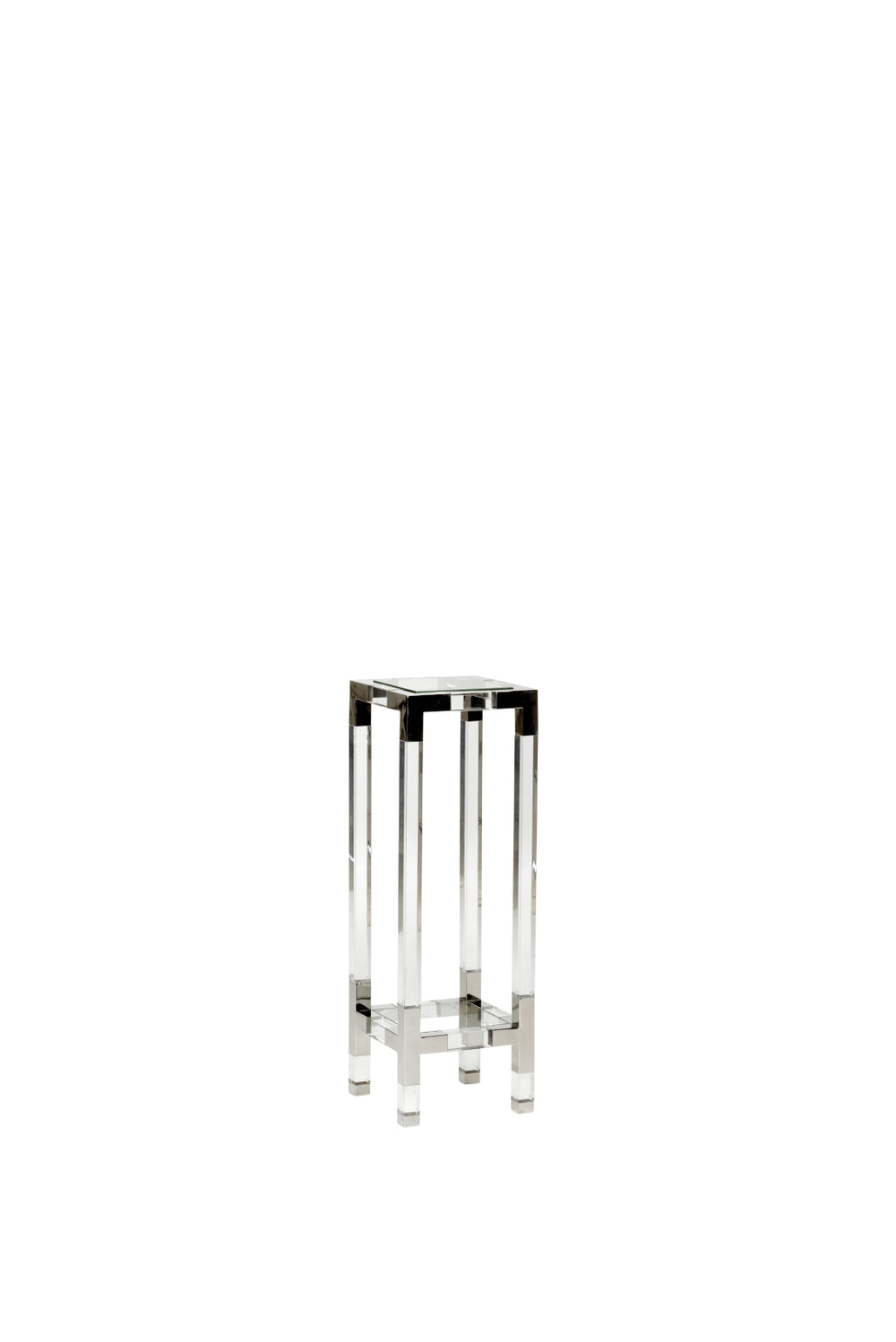 Chelsea Pedestal - Elegant Acrylic Design with Tempered Glass Top and Durable Brass Supports