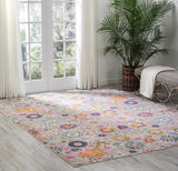 8’ x 10’ Gray and Pink Distressed Area Rug