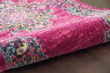 2’ x 10’ Fuchsia and Blue Distressed Runner Rug