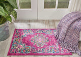 2’ x 3’ Fuchsia and Blue Distressed Scatter Rug