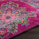 5’ Round Fuchsia and Blue Distressed Area Rug