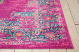 7’ x 10’ Fuchsia and Blue Distressed Area Rug