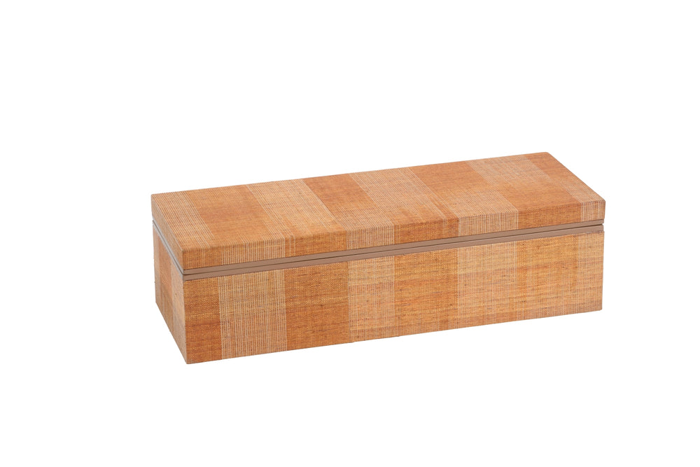 Wadley Box-Amber: Stylish Hand-Woven Abaca Storage with Hinged Lid & Felt-Lined Interior, 22"W