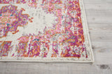 2’ x 6' Ivory and Fuchsia Distressed Runner Rug