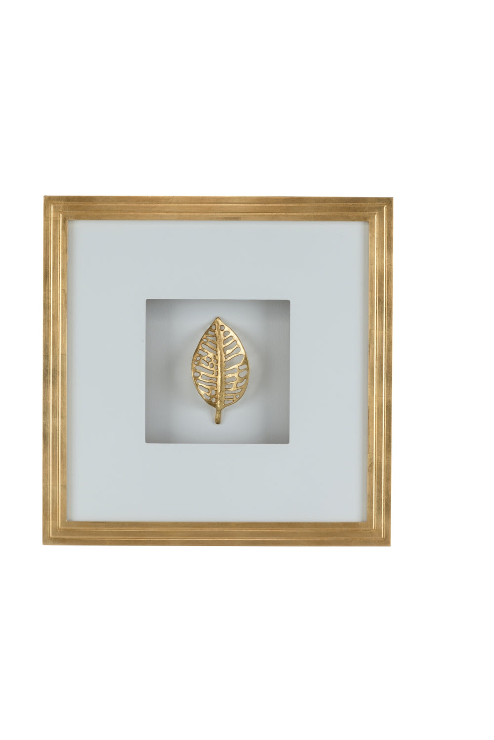 Leaf Shadow Box Art - Elegant Gold Leaf Frame with White Mat, Modern Decor for Your Home!