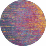 5’ Round Rainbow Abstract Striations Area Rug